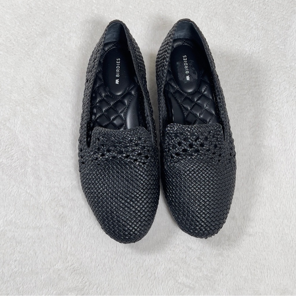 BIRDIES The Starling Woven Black Flats Womens Sz 9 Black Faux Leather - Picture 2 of 11